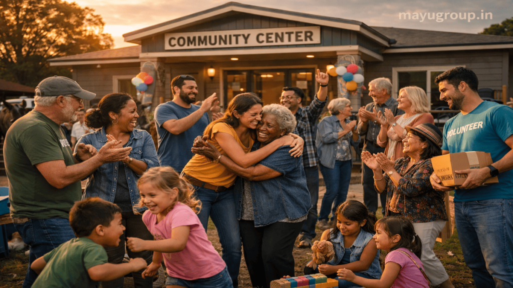 Community members and online donors supporting a crowdfunding campaign that funds social and humanitarian projects.