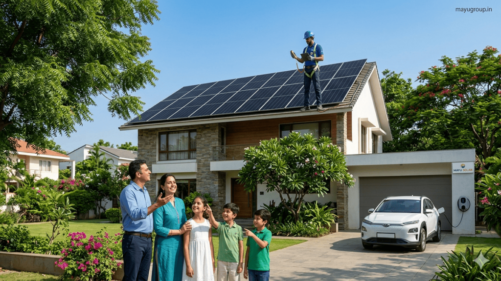 Modern residential and industrial renewable energy projects featuring solar panels and wind turbines supported by green energy grants.