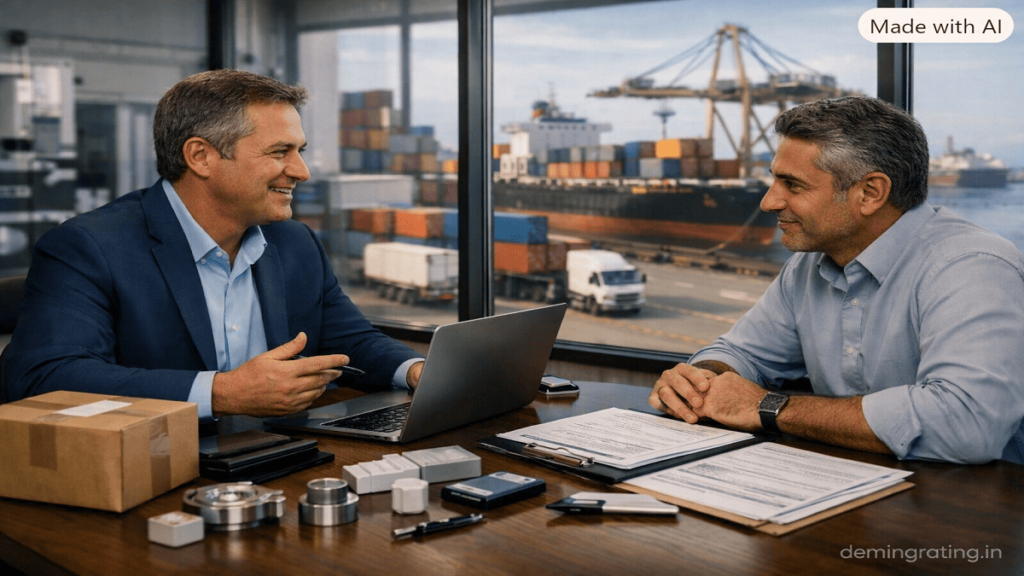 Export consultant discussing international business strategy with a manufacturing executive Title: Export Consulting and International Trade Strategy