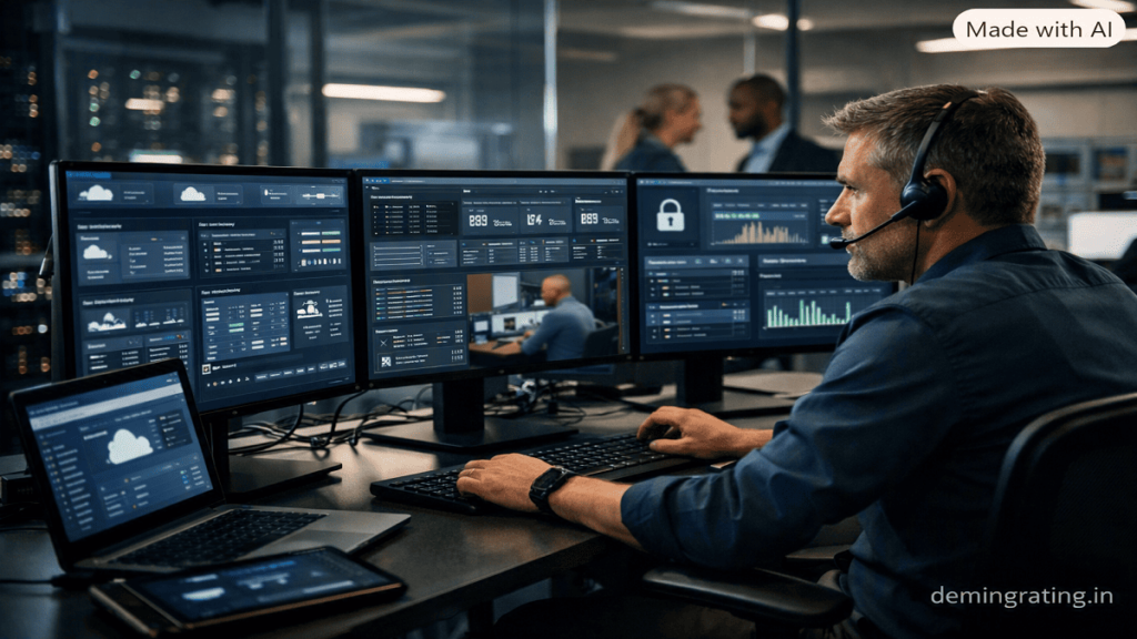  System Integration Solutions Technology specialist monitoring integrated digital systems, cloud applications, APIs, IoT devices, and business operations.