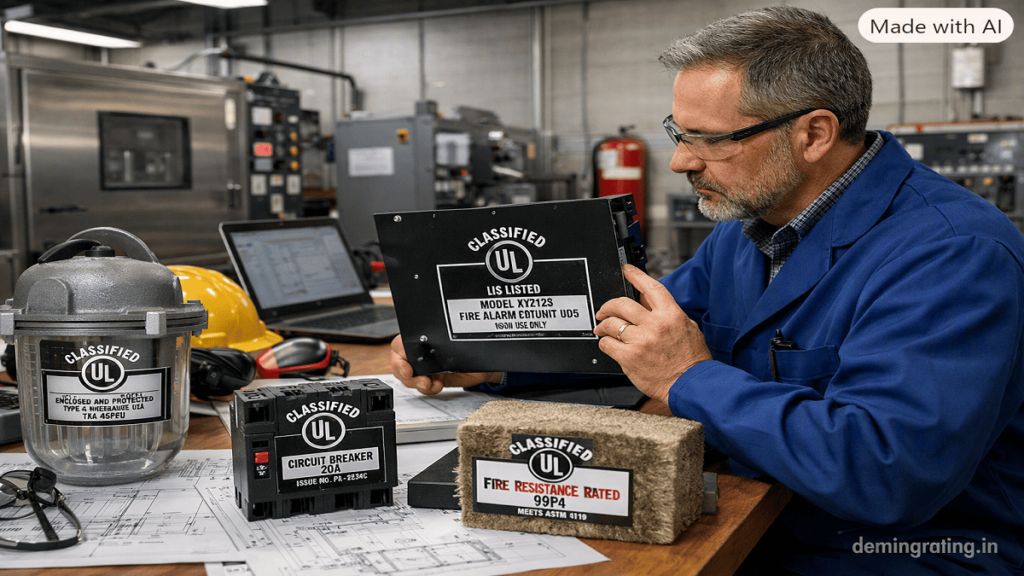 UL Classification Mark applied to electrical, construction, industrial, and safety-related products during certification evaluation