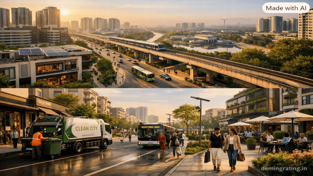 Smart City Projects Smart city project featuring sustainable transportation, smart infrastructure, renewable energy, and connected urban services.