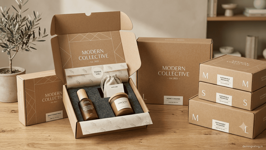 Custom packaging solutions with branded mailer boxes and protective inserts for e-commerce products