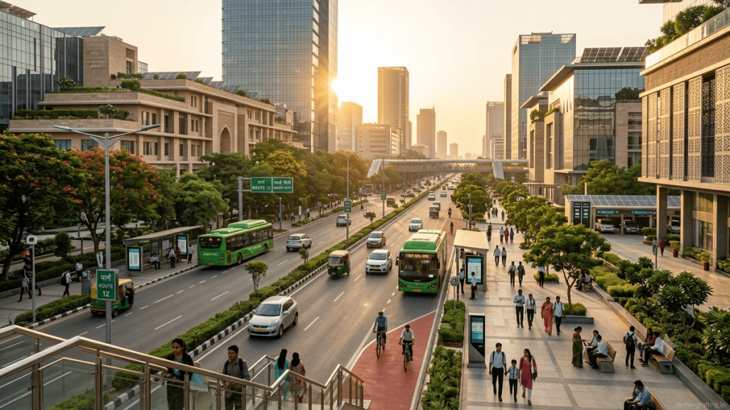 Smart city project featuring sustainable transportation, smart infrastructure, renewable energy, and connected urban services.