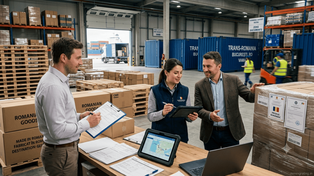 Export to Romania Export professionals coordinating shipments, documentation, and logistics for the Romanian market.