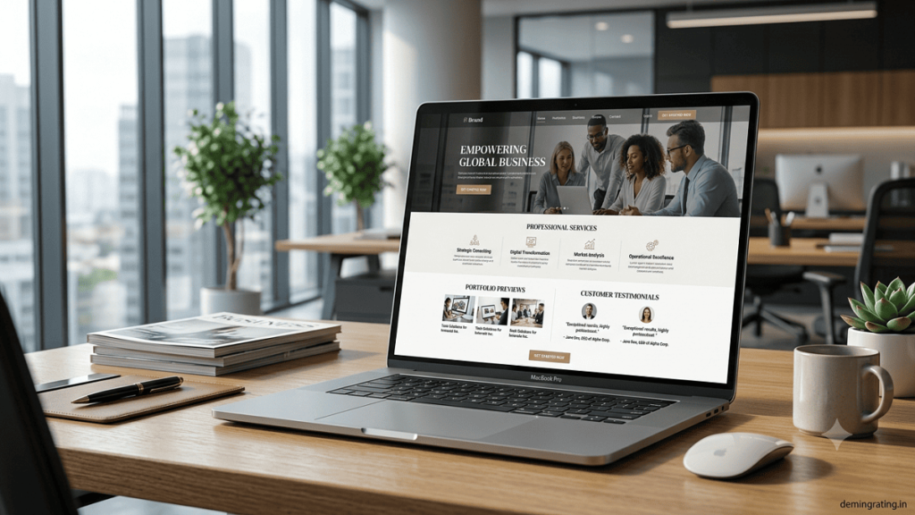 Affiliate marketing workspace showing e-commerce products, referral traffic, conversions, and commission performance on a laptop.