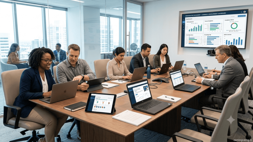 Resources & Learning Professionals using digital learning platforms and training resources to develop workplace skills.