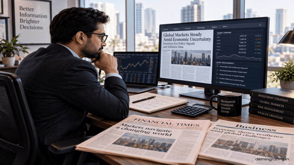 Financial professional monitoring investment news and market developments