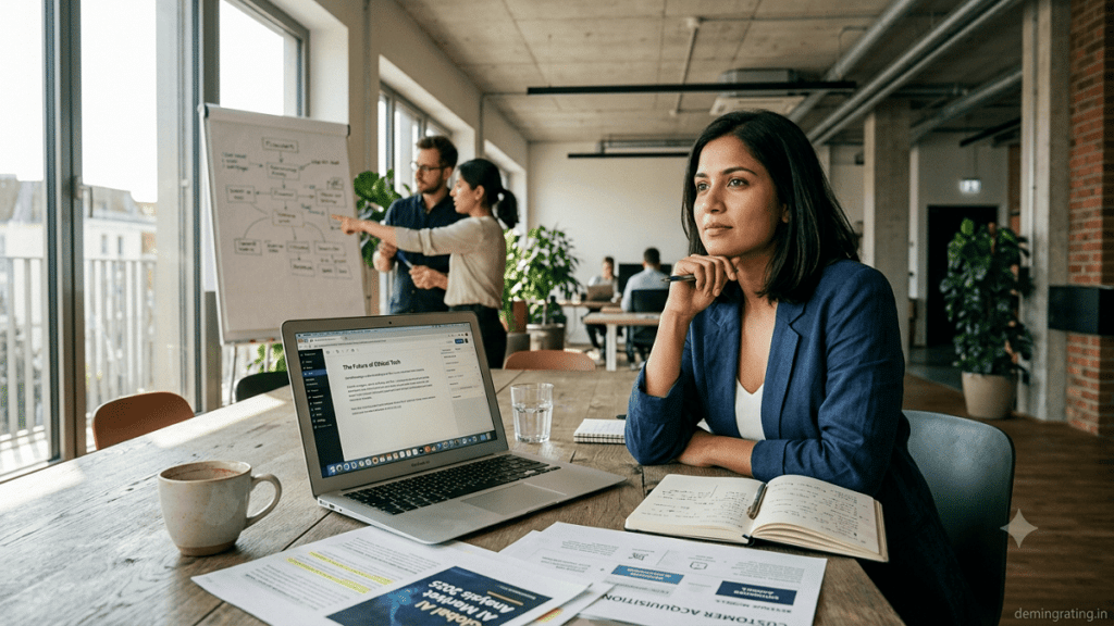 Startup Blogs Entrepreneur writing and researching a startup blog in a modern office Title: Startup Blogging and Entrepreneurship