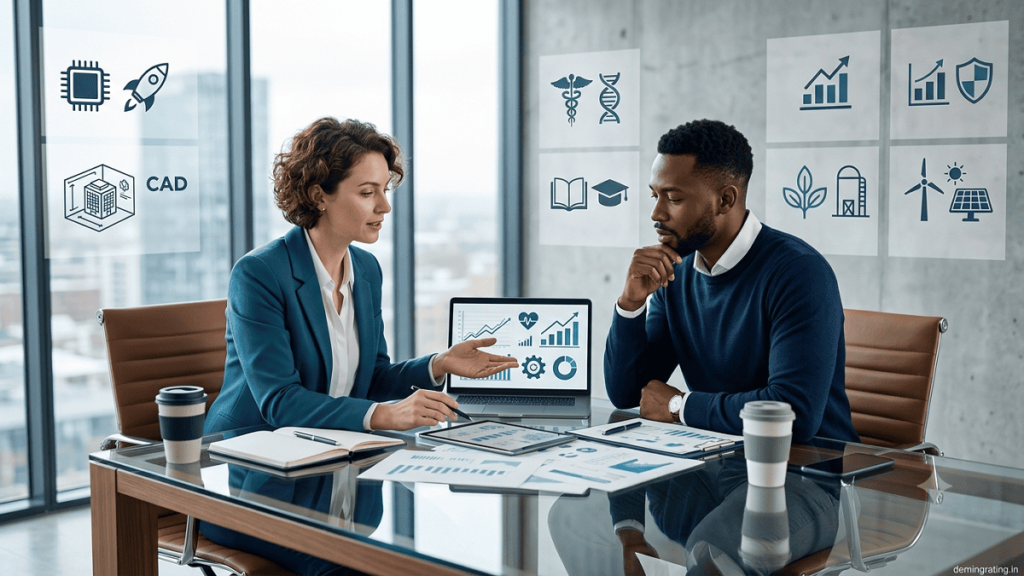 Co-Founder Matching Co-founders collaborating on business strategies across technology, healthcare, finance, education, agriculture, and other industries.