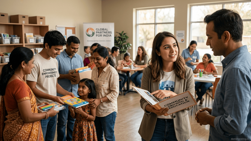 Nonprofit volunteers providing educational resources and community support through funded programs