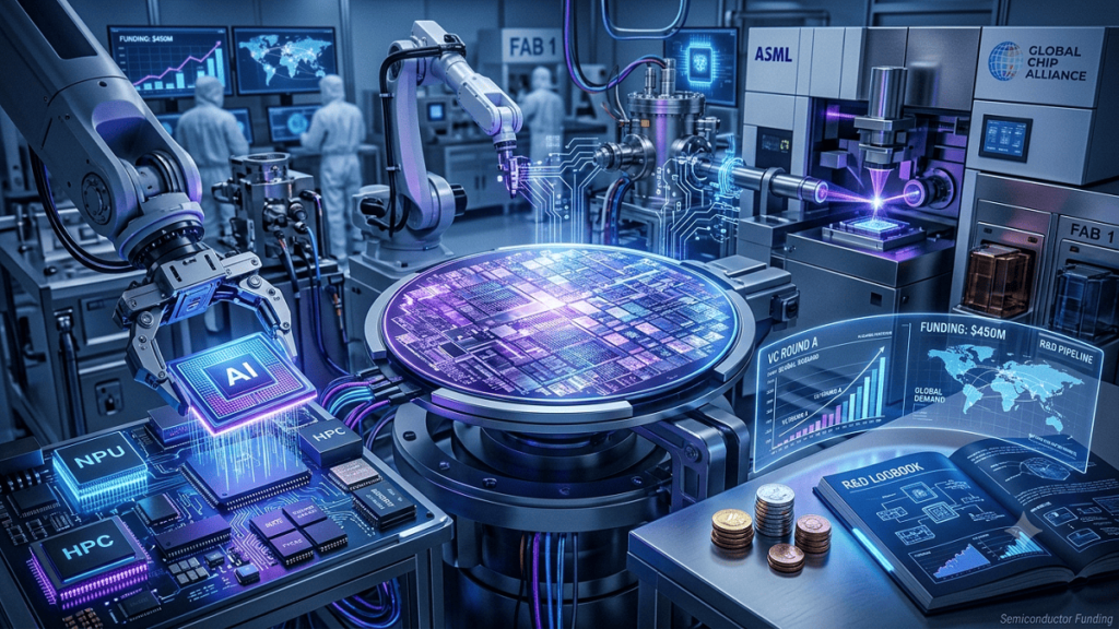 Semiconductor funding supporting chip manufacturing, AI technology, and innovation.