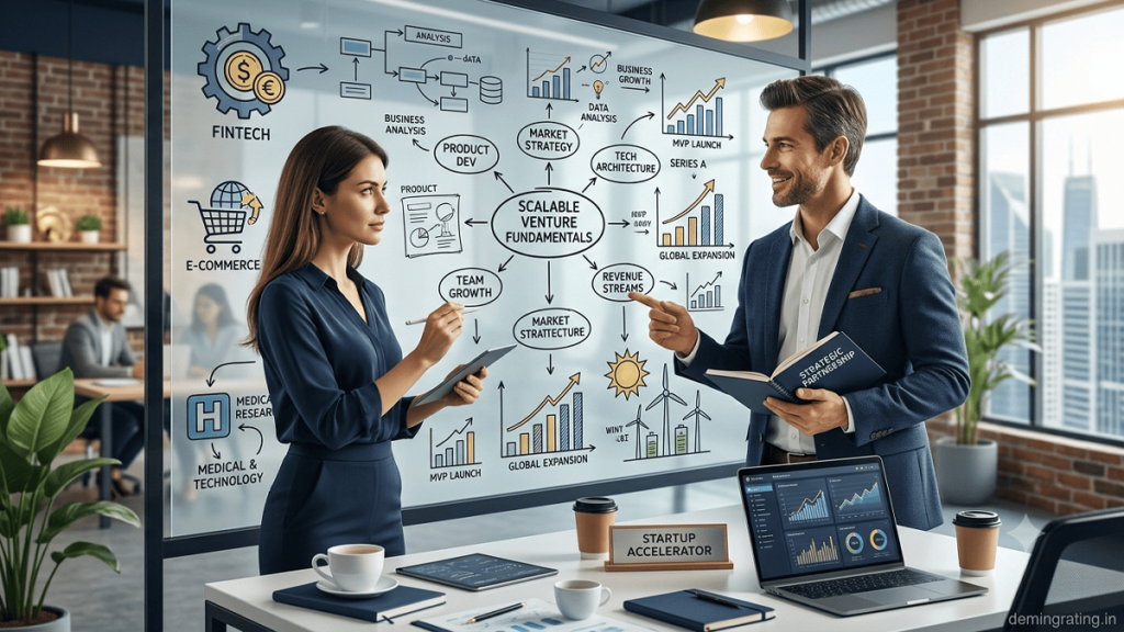 Two startup entrepreneurs combining technical expertise and business strategy to build a successful company.