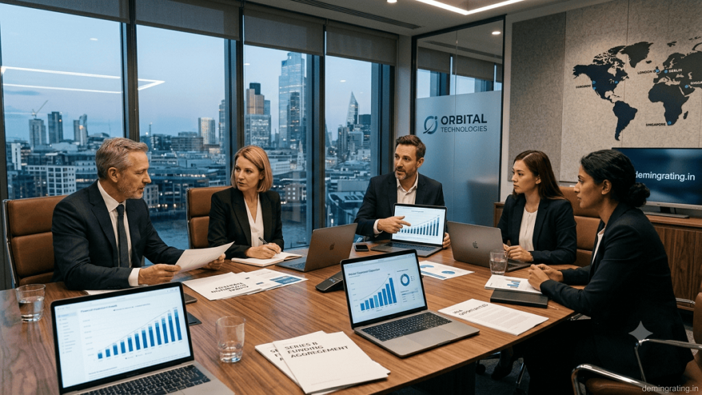 Technology startup team representing large-scale growth after securing Series C funding.