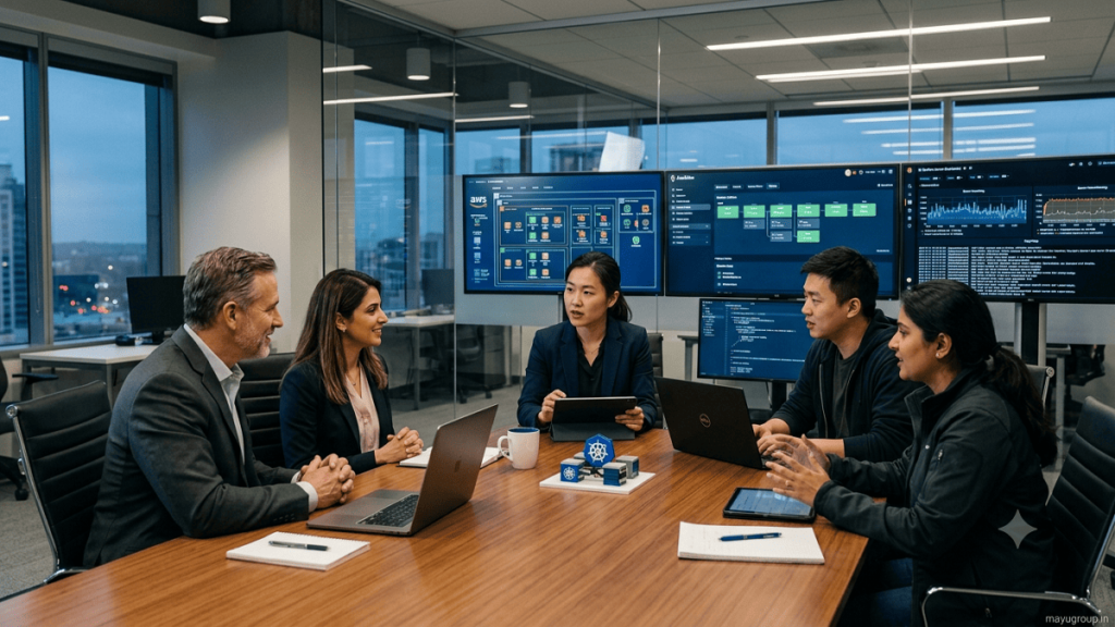 DevOps engineers monitoring cloud infrastructure and software operations for healthcare, finance, manufacturing, and logistics industries.