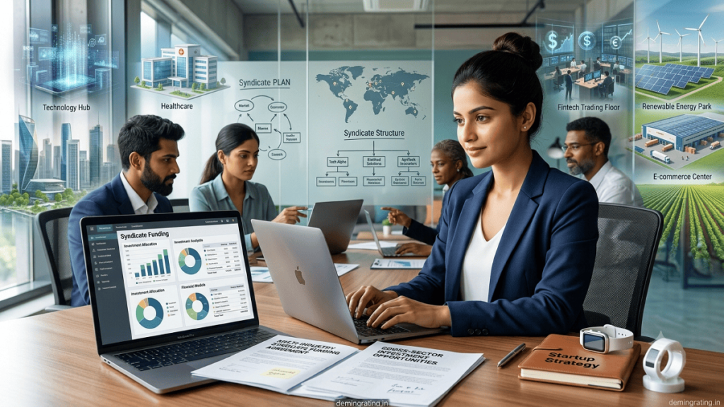 Syndicate funding network connecting investors and startups across six industries to support business growth and innovation.